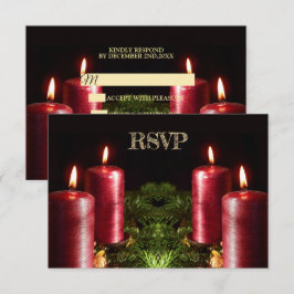 Tarjeta De Confirmación De Asistencia Fiesta de Navidad Velas Rojas Fiestas de Invierno