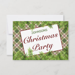 Tarjeta De Confirmación De Asistencia Fiesta de Navidades de ramas verdes rojas y pino