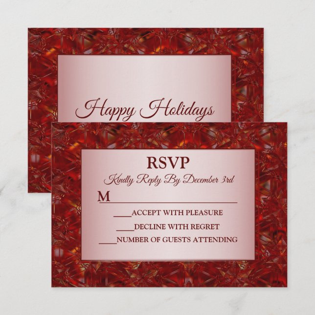 Tarjeta De Confirmación De Asistencia Fiesta de Navidades Rojos Elegantes Fiestas (Anverso / Reverso)