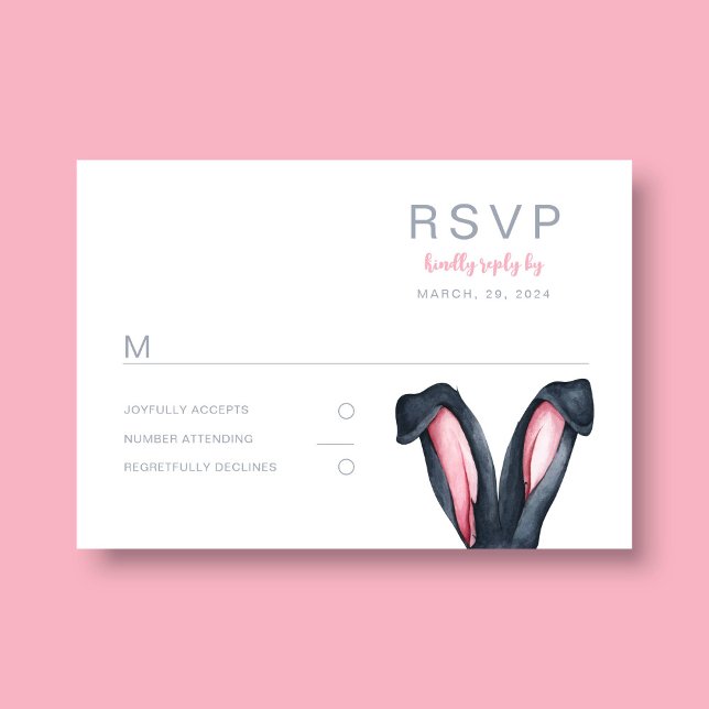 Tarjeta De Confirmación De Asistencia Fiesta de Pascua de Años Amarrados (Cute Bunny Ears Easter Party RSVP Card)