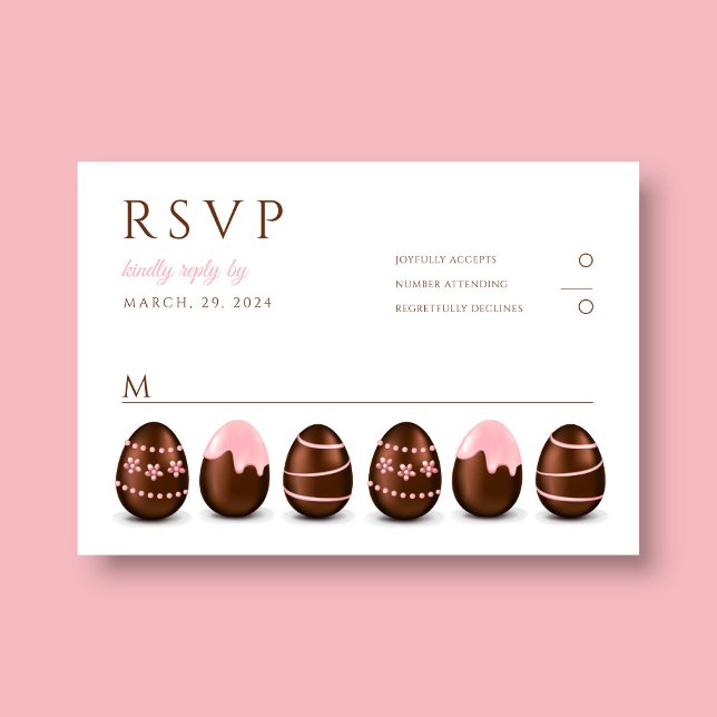 Tarjeta De Confirmación De Asistencia Fiesta de Pascua de Huevos Rosa (Cute Pink Eggs Easter Party RSVP Card)