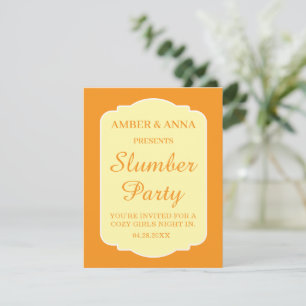 Tarjeta De Confirmación De Asistencia FIESTA DE PijAMAS CON NOMBRE PERSONALIZADO NARANJA
