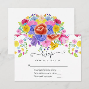 Tarjeta De Confirmación De Asistencia Fiesta española floral Quinceañera