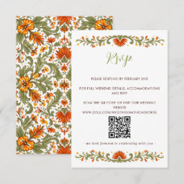 Tarjeta De Confirmación De Asistencia Fiesta Mexicana Verde Talavera QR CODE