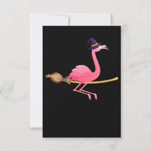 Tarjeta De Confirmación De Asistencia Flamencos   Halloween de Brujas Flamingo divertida