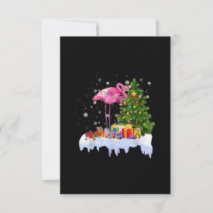 Tarjeta De Confirmación De Asistencia Flamingo Christmas Tree Lights