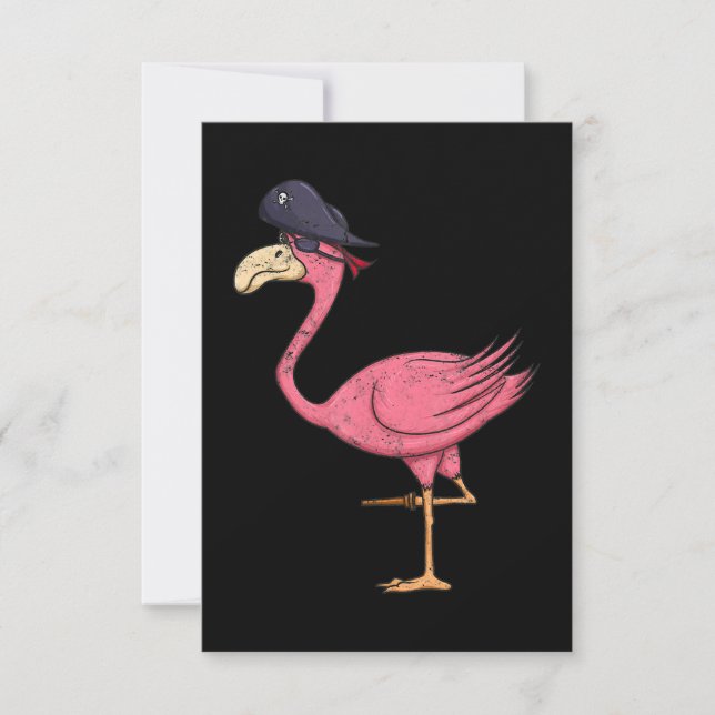 Tarjeta De Confirmación De Asistencia Flamingo Rosado Pirata Con Eyepatch Halloween (Anverso)