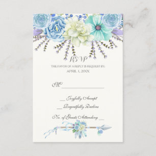 Tarjeta De Confirmación De Asistencia Flechas de acuarela plumas floral boho tribal