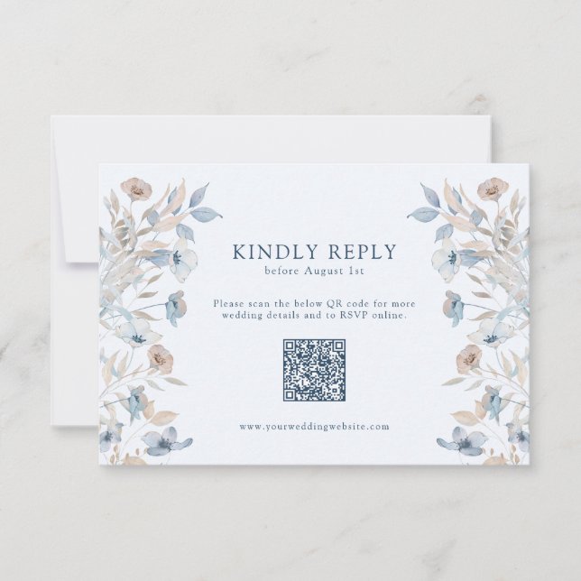Tarjeta De Confirmación De Asistencia Flor azul elegante (Anverso)