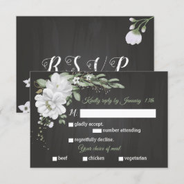 Tarjeta De Confirmación De Asistencia flor blanca vegetación de la comida elección carta