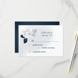 Tarjeta De Confirmación De Asistencia flor blanca y hojas marinas