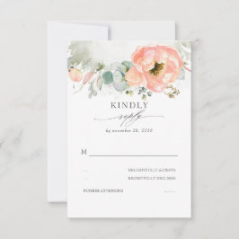 Tarjeta De Confirmación De Asistencia Flor de color de agua Peach Elegante Boda Boho