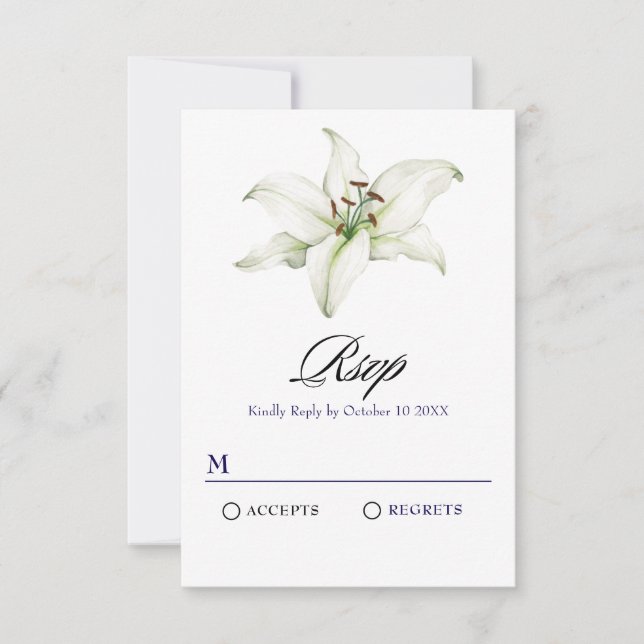 Tarjeta De Confirmación De Asistencia Flor de lilirio blanco (Anverso)
