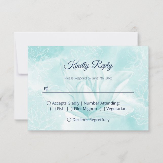 Tarjeta De Confirmación De Asistencia Flor de magnolia etérea, Boda (Anverso)