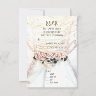 Tarjeta De Confirmación De Asistencia Flor de rosa de pimienta vestido de novia vintage