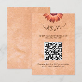 Tarjeta De Confirmación De Asistencia Flor Gerbera en el Boda de melocotón abstracto