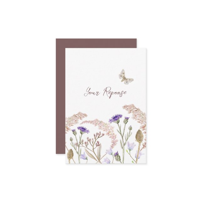 Tarjeta De Confirmación De Asistencia Flor silvestre floral otoño boda simple (Anverso/Reverso In Situ)