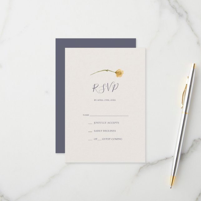 Tarjeta De Confirmación De Asistencia Flor silvestre primavera | Tarjeta Dusty Purple RS (Anverso/Reverso In Situ)