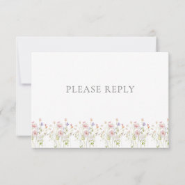 Tarjeta De Confirmación De Asistencia Flor silvestre vintage Monograma QR Código Boda Ja