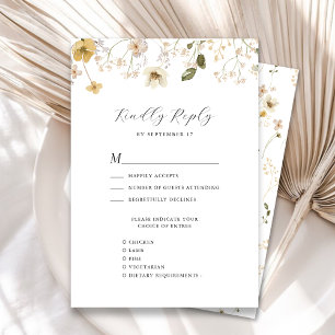 Tarjeta De Confirmación De Asistencia Flor silvestre Whimsical Boho Moderno Wreath Boda