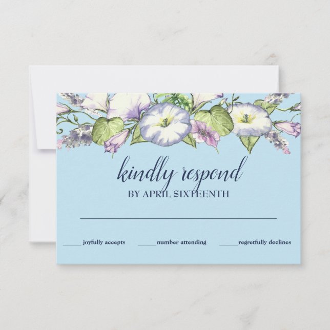 Tarjeta De Confirmación De Asistencia Floral acuarela Moral Glory Handfasting (Anverso)