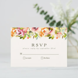 Tarjeta De Confirmación De Asistencia Floral acuarela Rustic Country Burgundy Boda