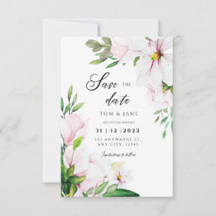 Tarjeta De Confirmación De Asistencia Floral al estilo magnolia verde rubor blanco