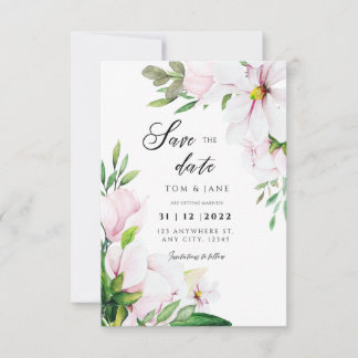 Tarjeta De Confirmación De Asistencia Floral al estilo magnolia verde rubor blanco
