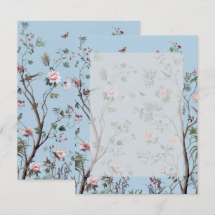 Tarjeta De Confirmación De Asistencia Floral azul antiguo