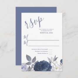 Tarjeta De Confirmación De Asistencia Floral azul brillante Boda de verano