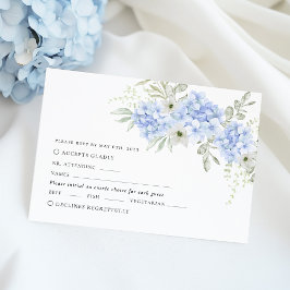Tarjeta De Confirmación De Asistencia Floral azul Hidrangea Boda