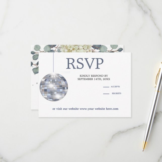 Tarjeta De Confirmación De Asistencia Floral Blue Eucalyptus Elegant Wedding (Anverso/Reverso In Situ)