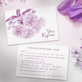 Tarjeta De Confirmación De Asistencia floral boda morado