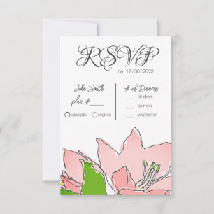 Tarjeta De Confirmación De Asistencia Floral Boda rosa y verde