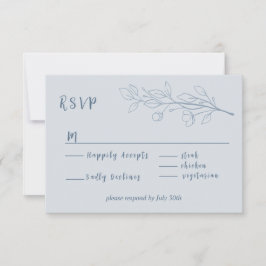Tarjeta De Confirmación De Asistencia Floral Boho simple Dusty Blue