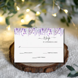 Tarjeta De Confirmación De Asistencia Floral Botánico Elegante Boda Verde Lavanda