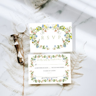 Tarjeta De Confirmación De Asistencia Floral Bow Garden Rústico Elegante Boda de fotogra