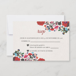 Tarjeta De Confirmación De Asistencia Floral Colorful Botanical Flowers Spanish Wedding