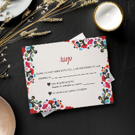 Tarjeta De Confirmación De Asistencia Floral Colorful Fiesta Spanish Wedding