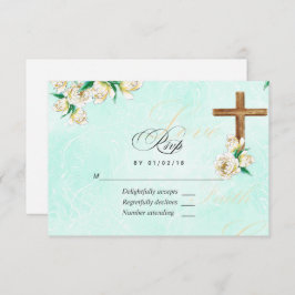 Tarjeta De Confirmación De Asistencia Floral de acuarela religiosa