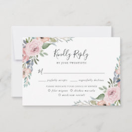 Tarjeta De Confirmación De Asistencia Floral de acuarela rosa Rosa turbia | Elección de 