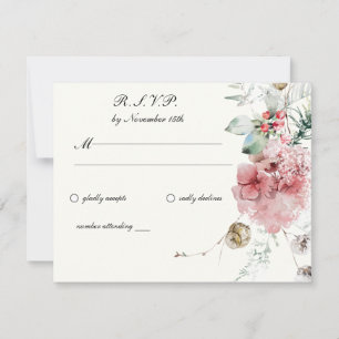 Tarjeta De Confirmación De Asistencia Floral de Boda de Invierno