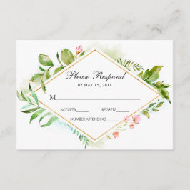 Tarjeta De Confirmación De Asistencia Floral de color de agua de la flor verde salvaje b