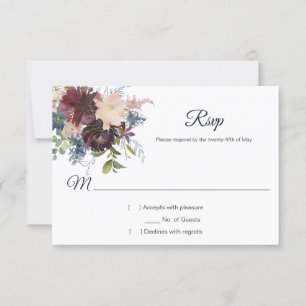 Tarjeta De Confirmación De Asistencia Floral de color de agua de oro de la Marina Rusa d