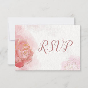 Tarjeta De Confirmación De Asistencia Floral de color rosa rosa milenario romántico