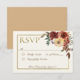 Tarjeta De Confirmación De Asistencia Floral de marfil con oro