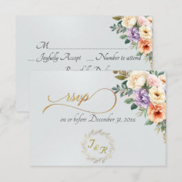 Tarjeta De Confirmación De Asistencia Floral de primavera & Corona - Blanco Perla