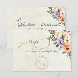 Tarjeta De Confirmación De Asistencia Floral de primavera & Corona - Crema