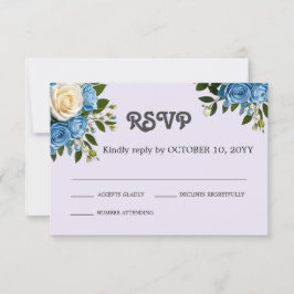 Tarjeta De Confirmación De Asistencia Floral dusty azul e marfil personalizado