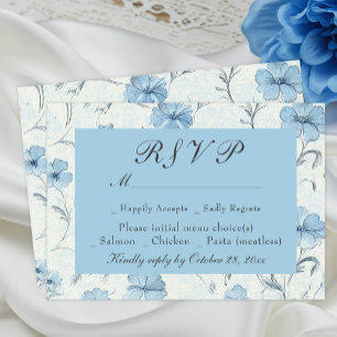 Tarjeta De Confirmación De Asistencia Floral Dusty Blue Country Garden Wedding Tarjeta R